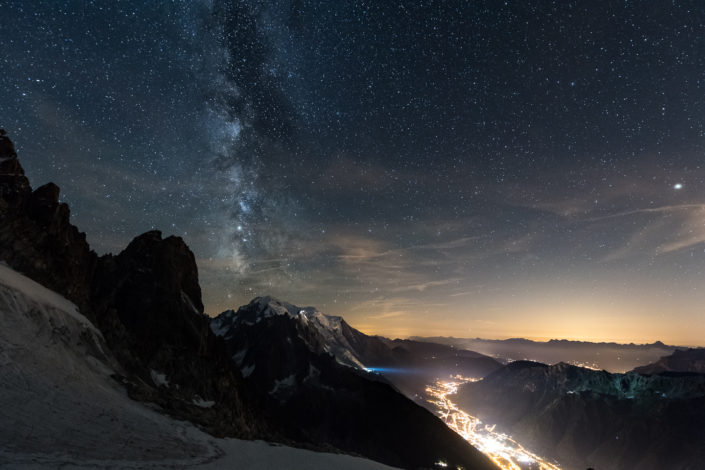 Astrophotography over the Mont Blanc and Chamonix in 2018