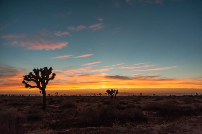 Red sunset over Californian desert