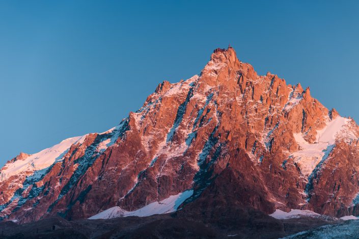 Sunset over l'Aiguille du Midi. Chamonix Mont Blanc France