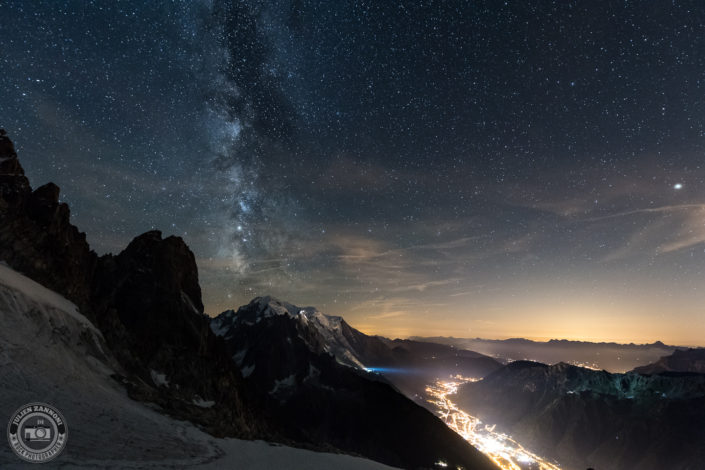 Milky Way over the Mont Blanc and Chamonix