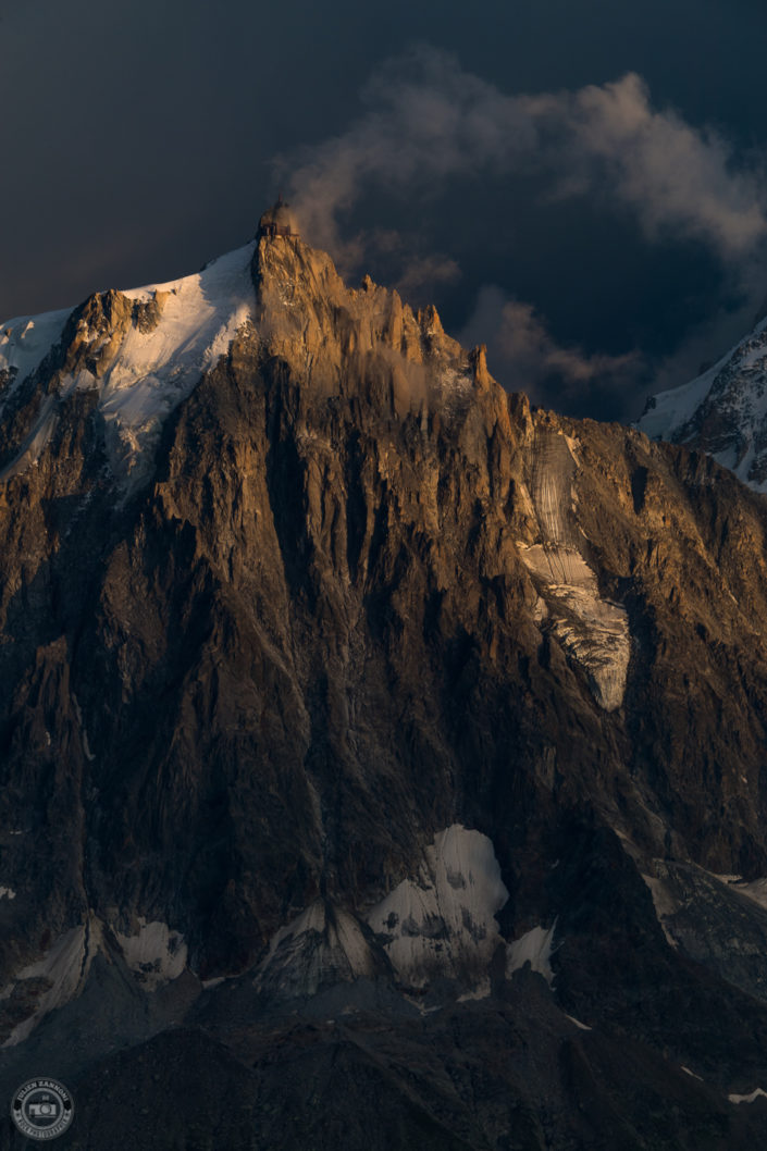 Summer sunset and storm over Chamonix Mont Blanc